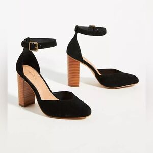 Soludos Black Suede Block Heel Sandals